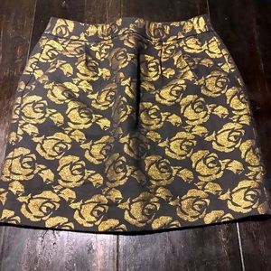 Women’s Black Loft Skirt With Gold Floral Print